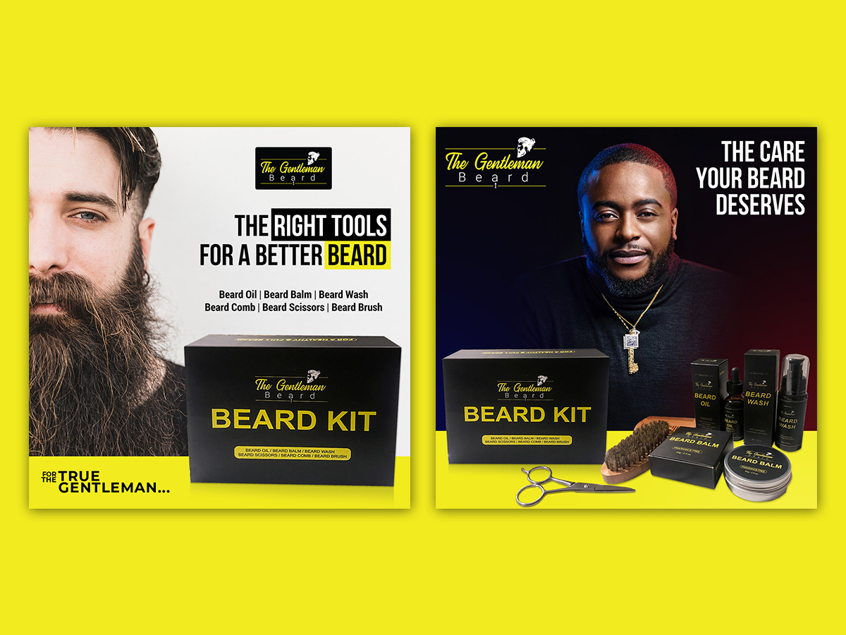 the gentlemen beard kit social media post design set 3