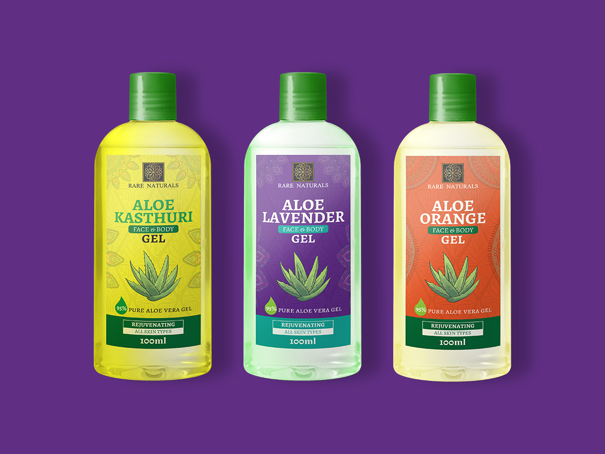 Rare Naturals Aloe Gel Label Design