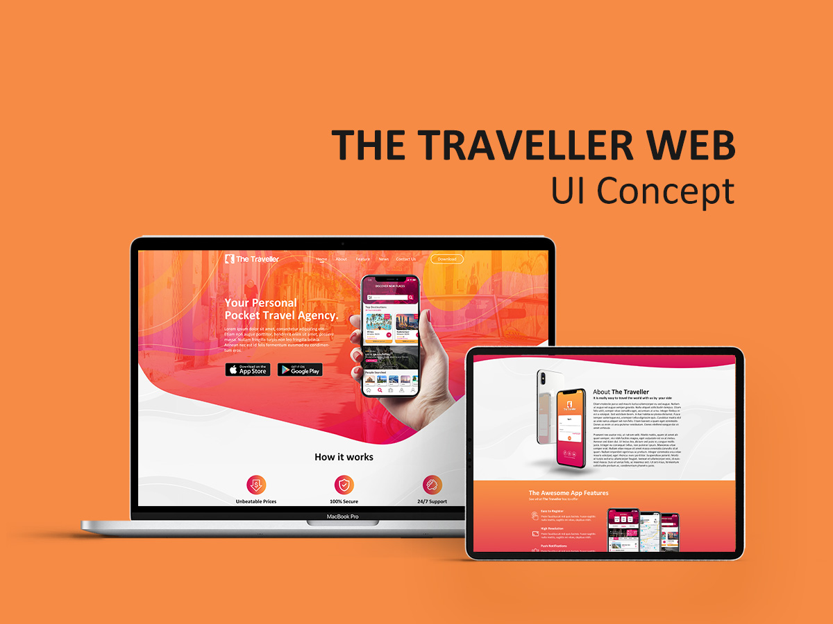 The Traveller Web Concept Mockup