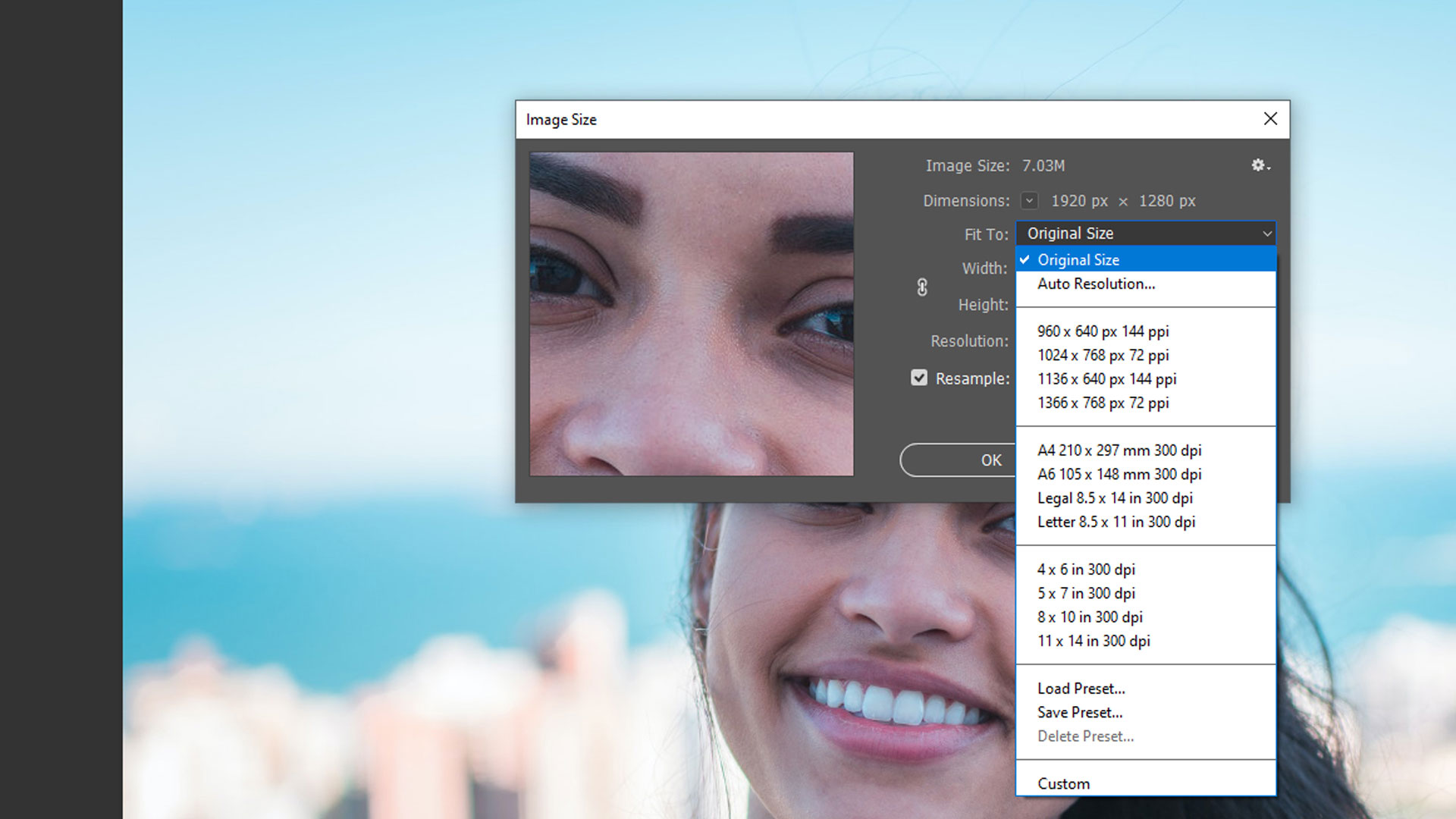 Resolution changer. How to change the languages in Photoshop. Change Resolution image.