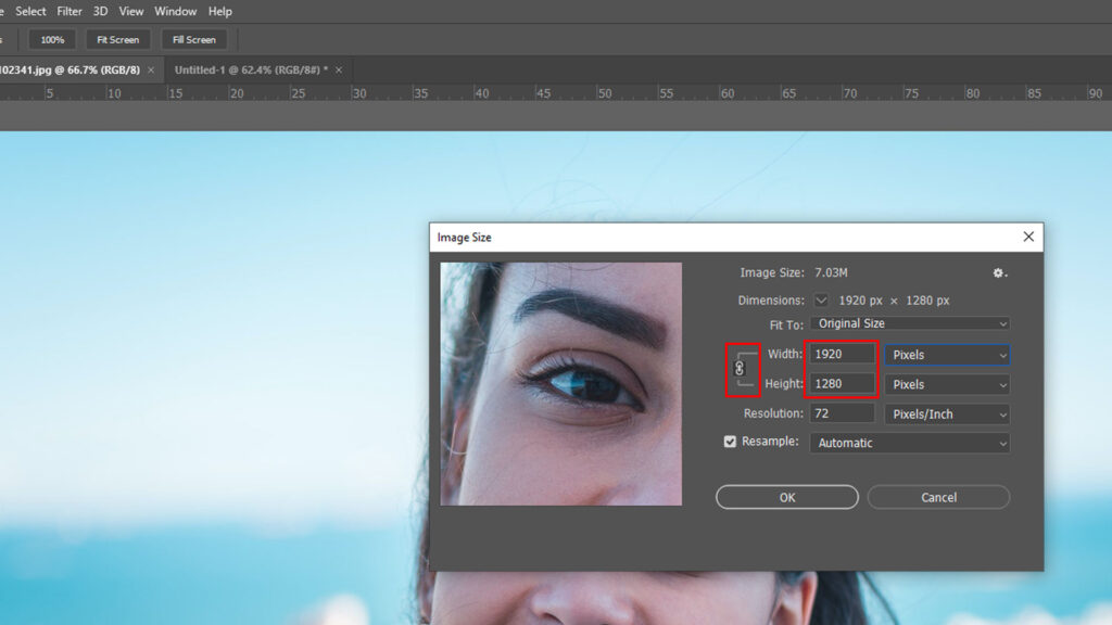how to change resolution in photoshop